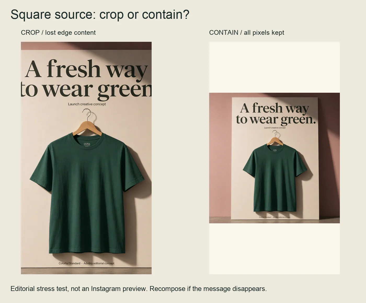 Actual square source compared as a vertical center crop and full-image containment; not platform UI.